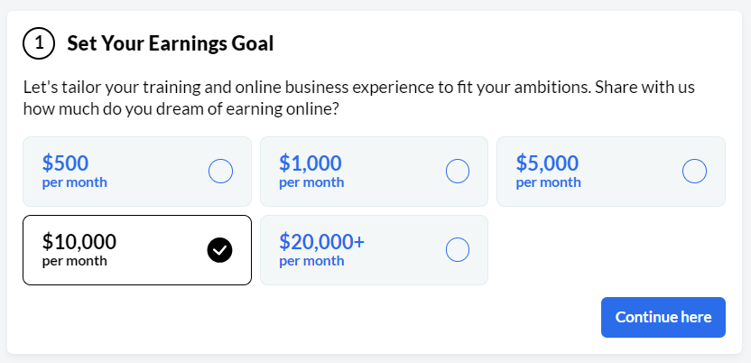 set your earnings goal