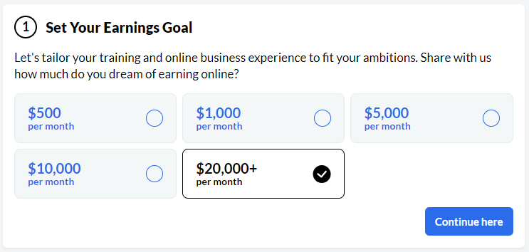 set your earnings goal